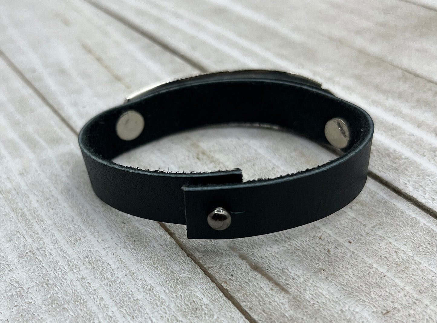 Silver Feather and Leather Bracelet