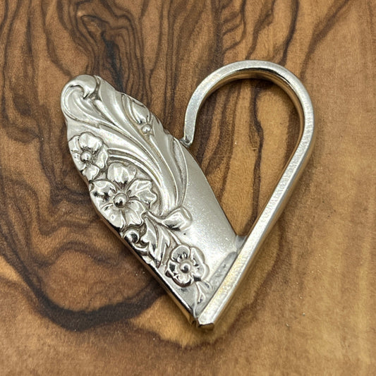 Silver Heart Spoon End and Fork Tine Pendant