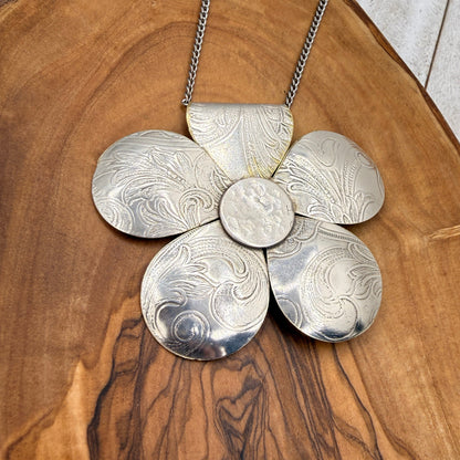 Large Silver Flower Pendant