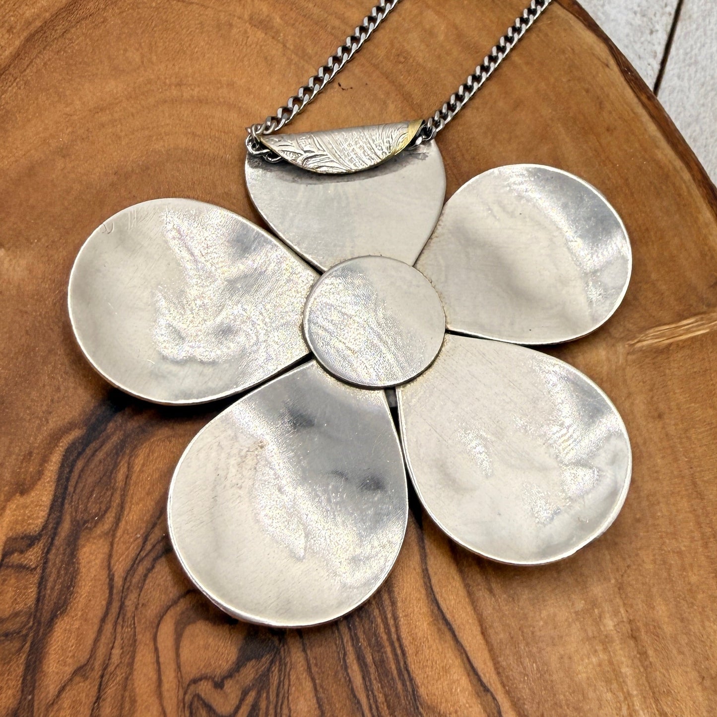 Large Silver Flower Pendant