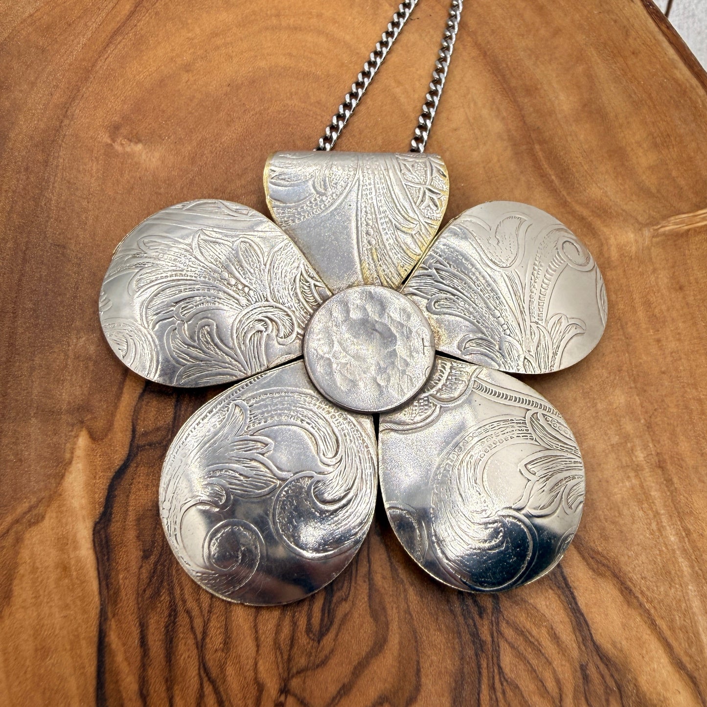 Large Silver Flower Pendant
