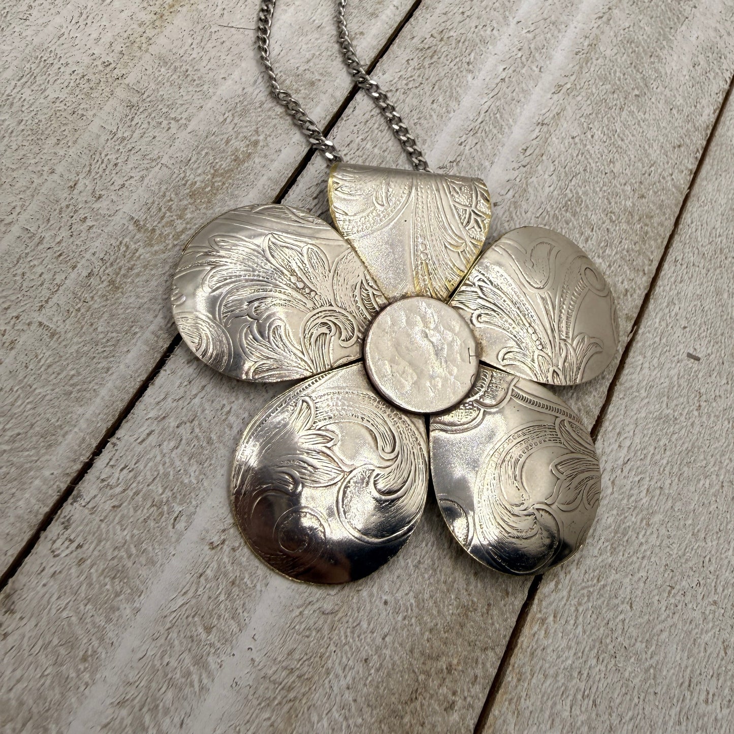 Large Silver Flower Pendant