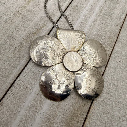 Large Silver Flower Pendant