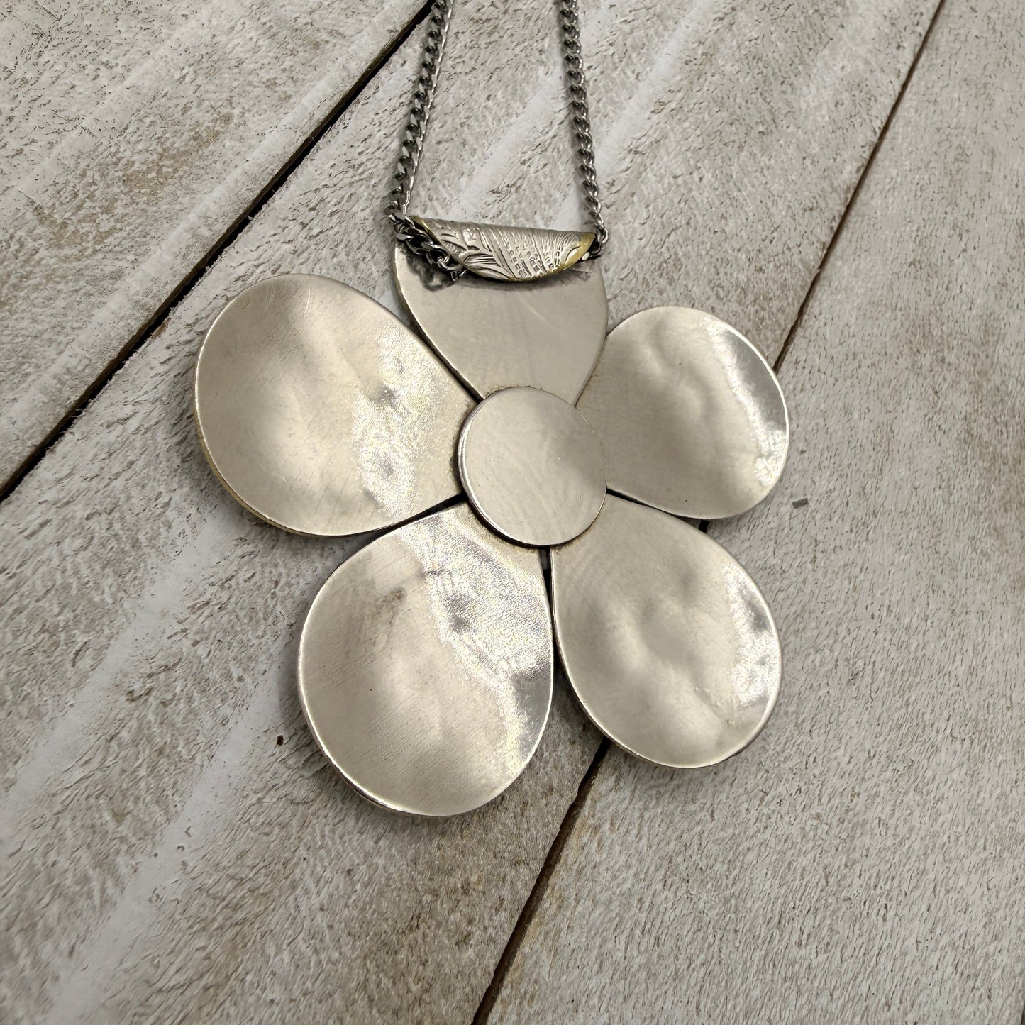 Large Silver Flower Pendant