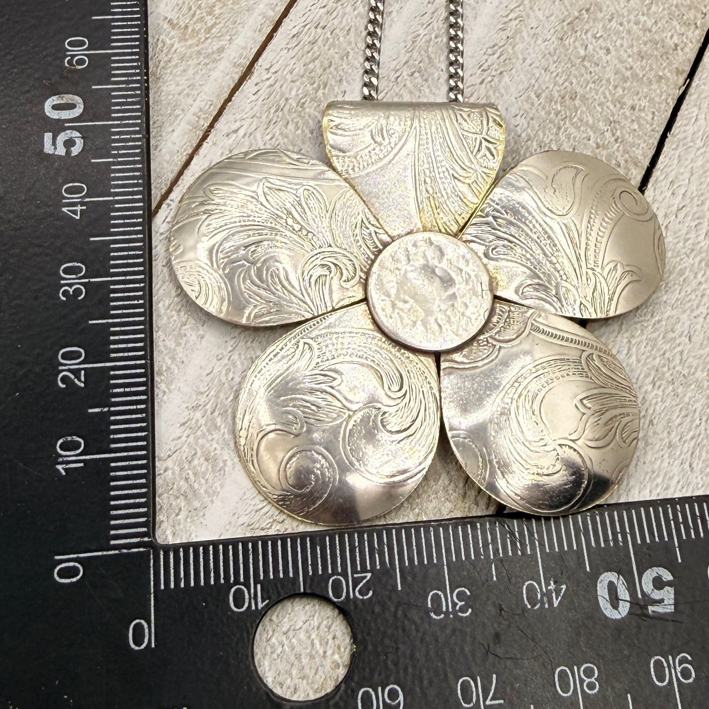 Large Silver Flower Pendant