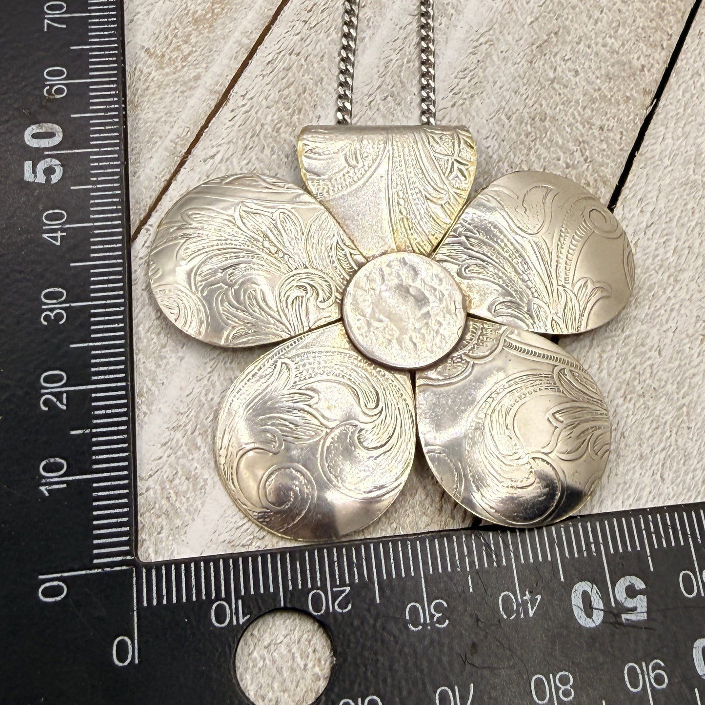 Large Silver Flower Pendant