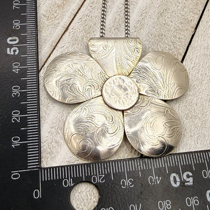 Large Silver Flower Pendant