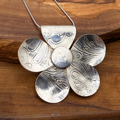 Medium Silver Flower Pendant