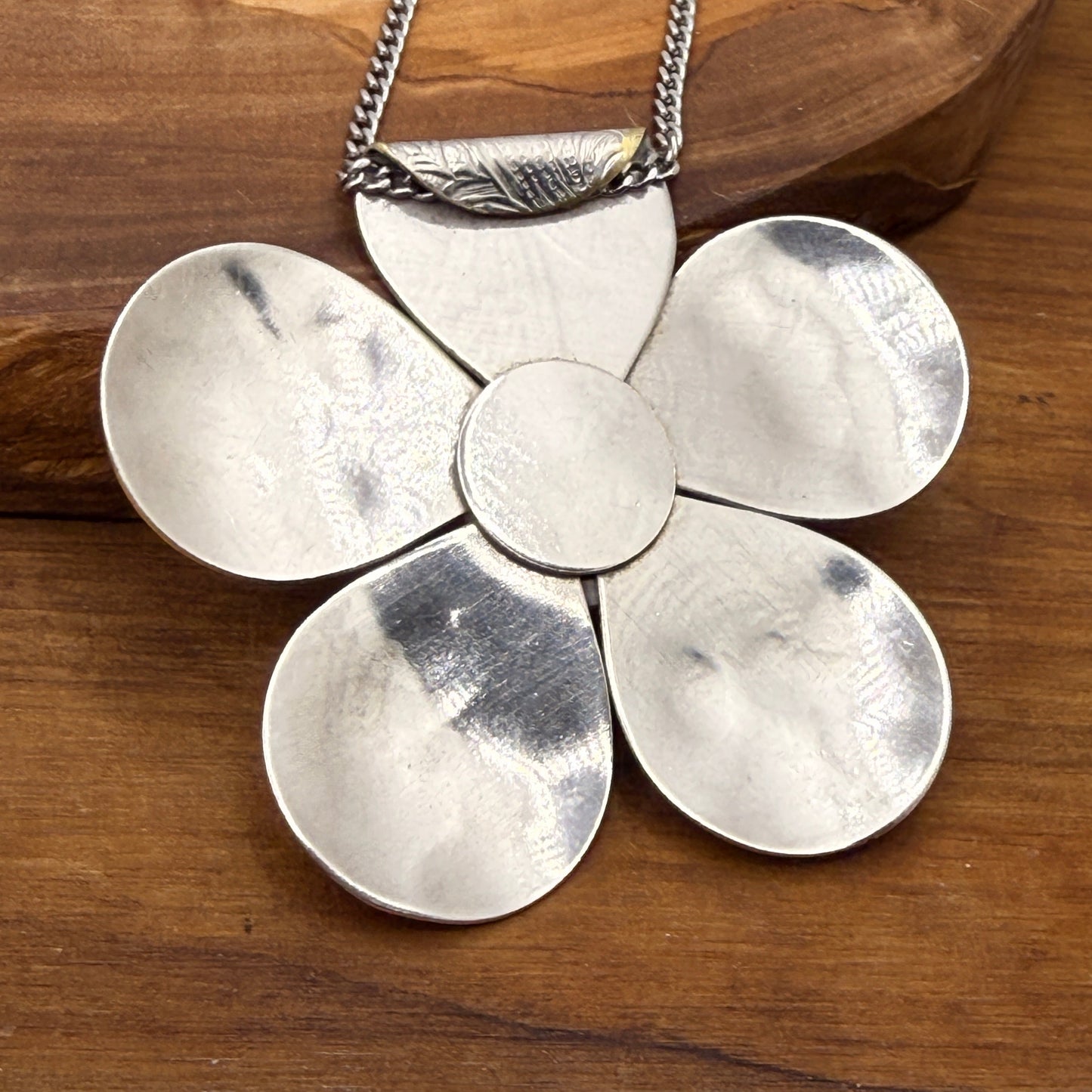 Large Silver Flower Pendant