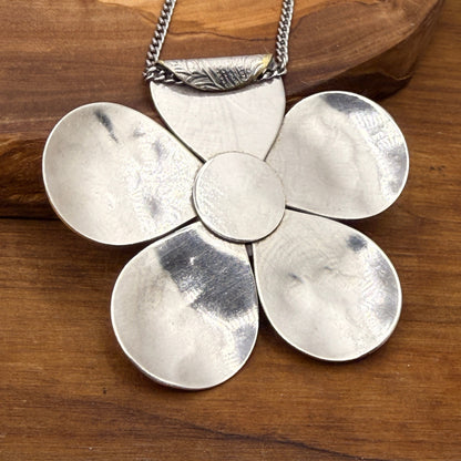 Large Silver Flower Pendant