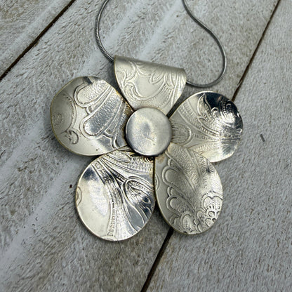 Medium Silver Flower Pendant