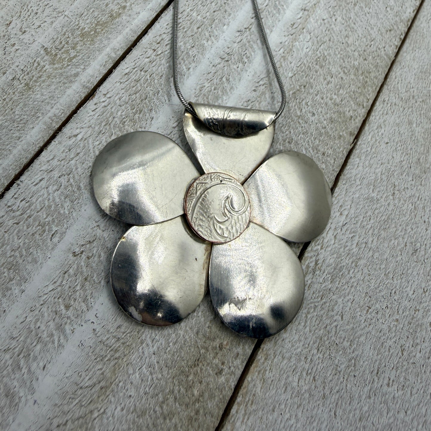 Medium Silver Flower Pendant