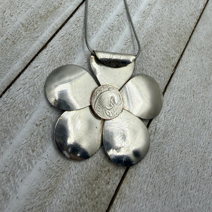 Medium Silver Flower Pendant