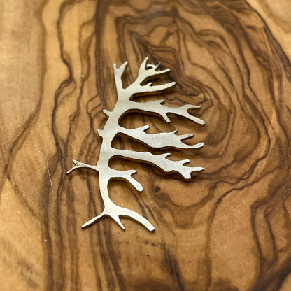 Silver Tree Pendant Hand Drawn and Cut from Vintage spoon bowl