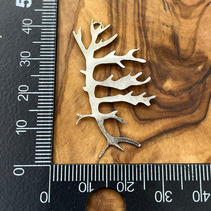 Silver Tree Pendant Hand Drawn and Cut from Vintage spoon bowl