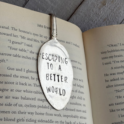 Hand Stamped Bookmark - Escaping to a better world