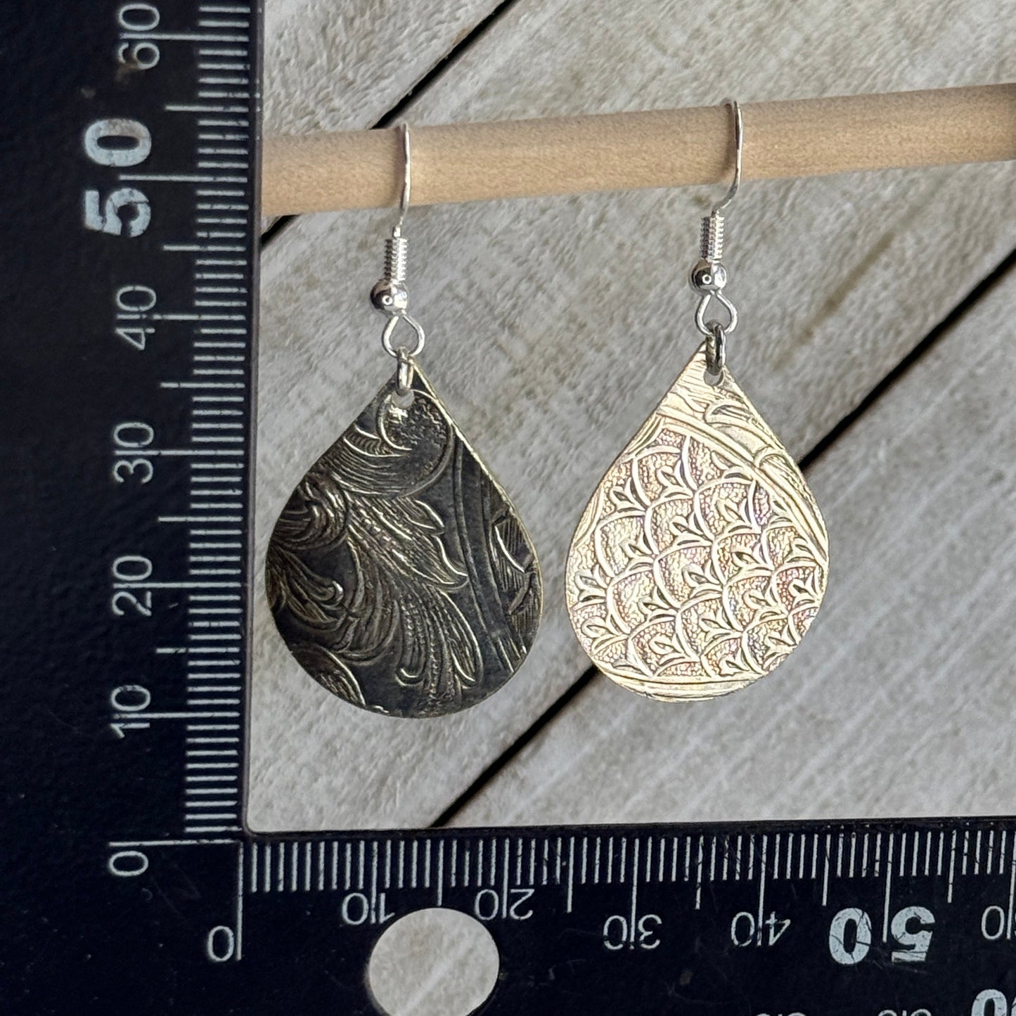Silver Serving Tray Earrings Tear Drop