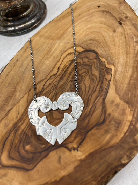 Silver Pendant made from Vintage Silver Serving Trays