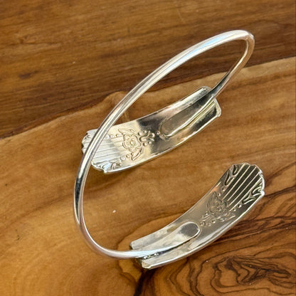 Adjustable wrap silver plated bracelet bangle