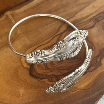 Adjustable wrap silver plated bracelet bangle