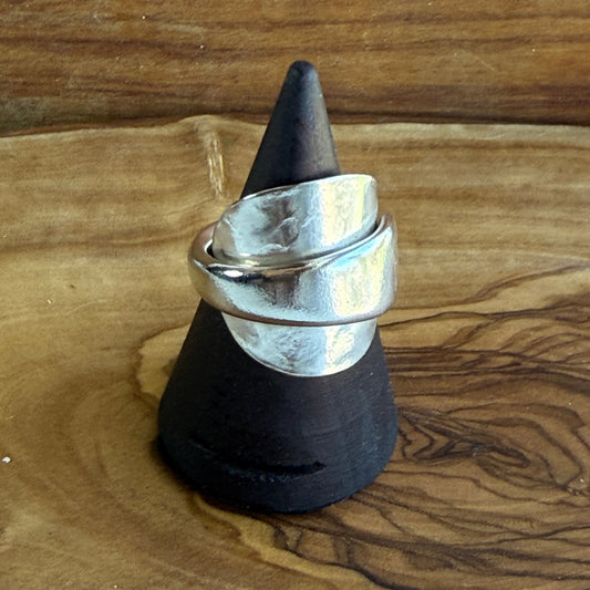 Salt Spoon Saddle Ring - Hammered Texture