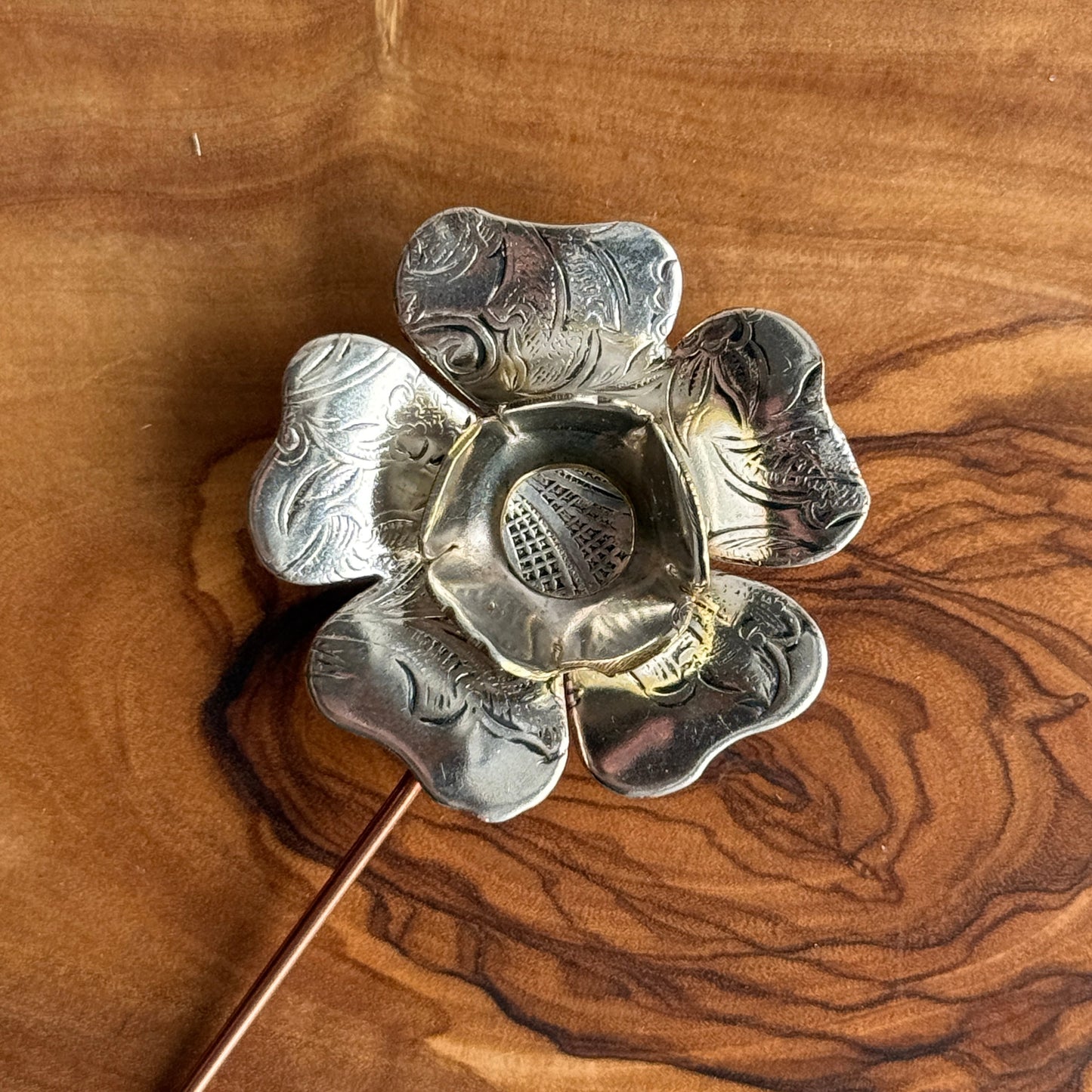 Silver Flower on copper stem