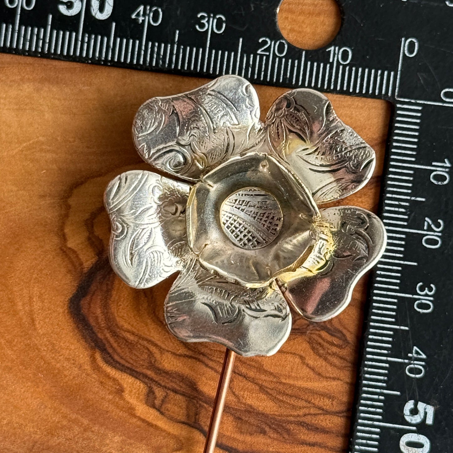 Silver Flower on copper stem