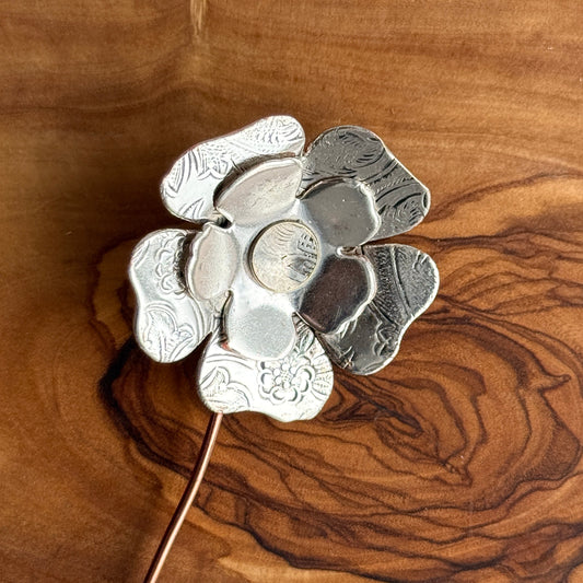 Silver Flower on copper stem