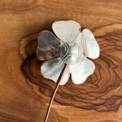 Silver Flower on copper stem