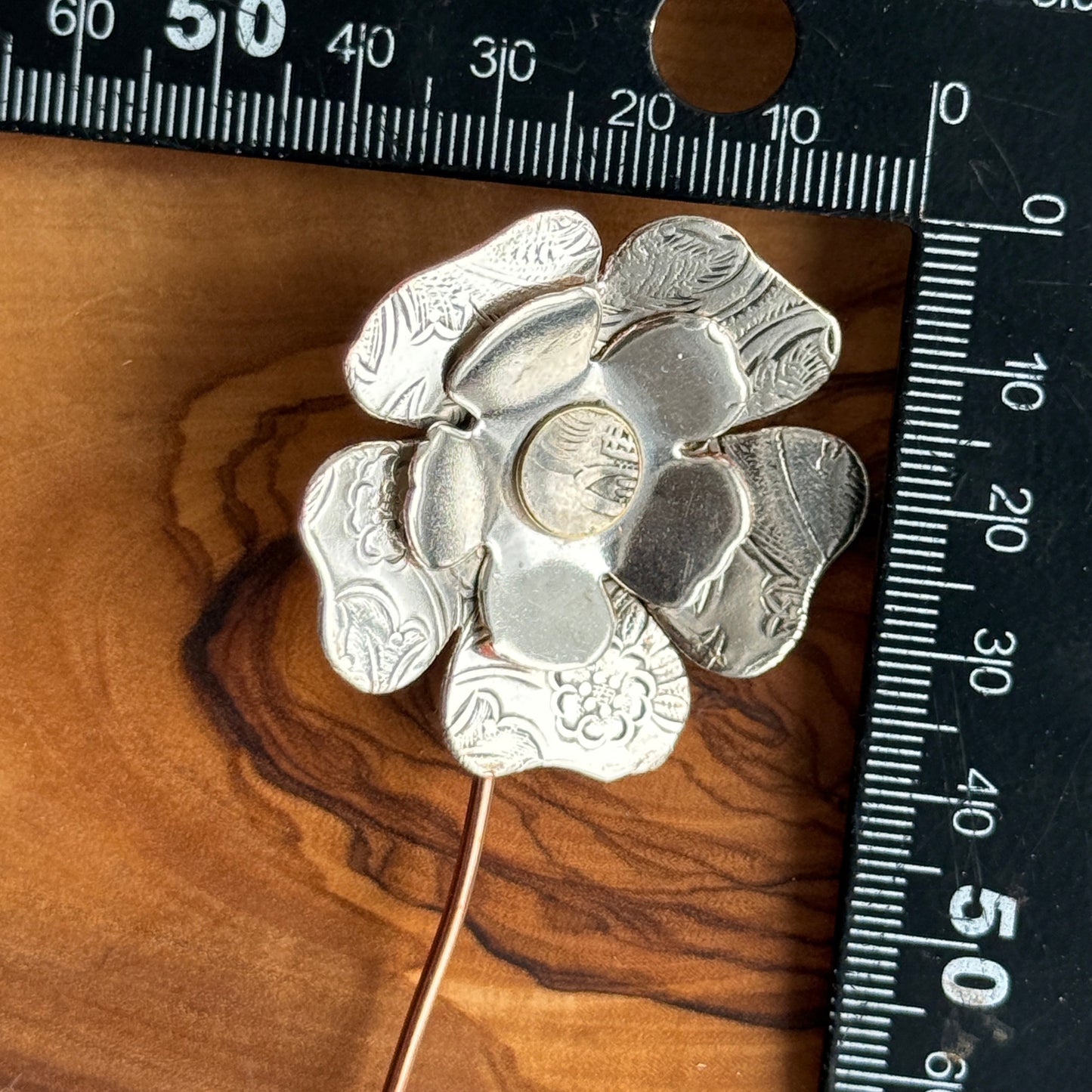 Silver Flower on copper stem