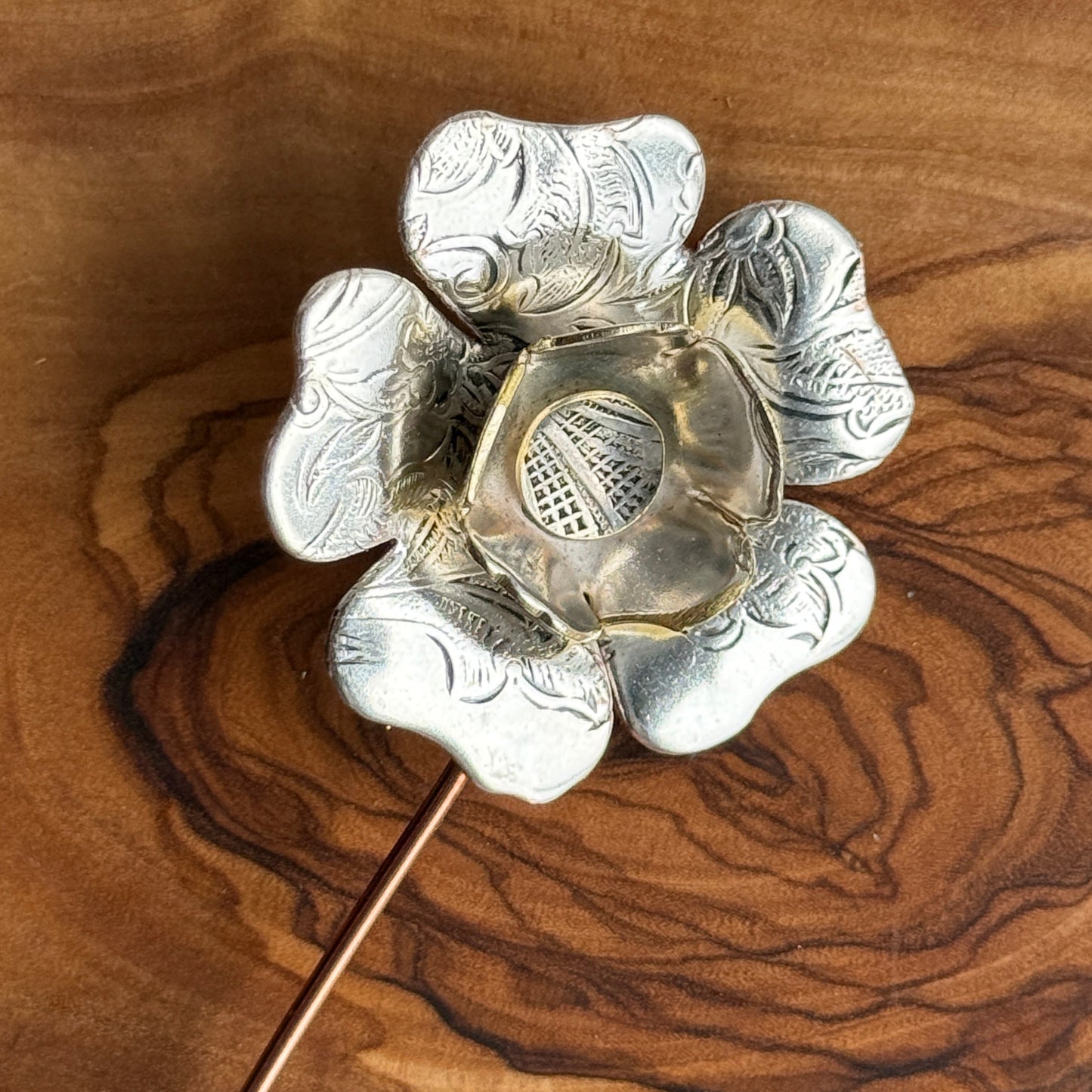 Silver Flower on copper stem