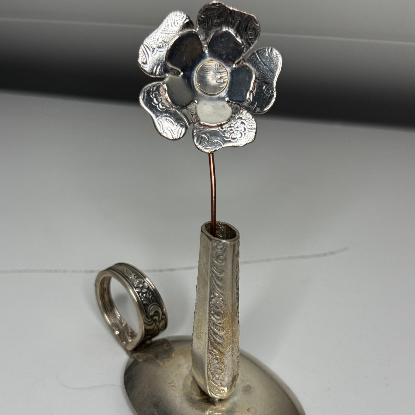 Silver Flower on copper stem