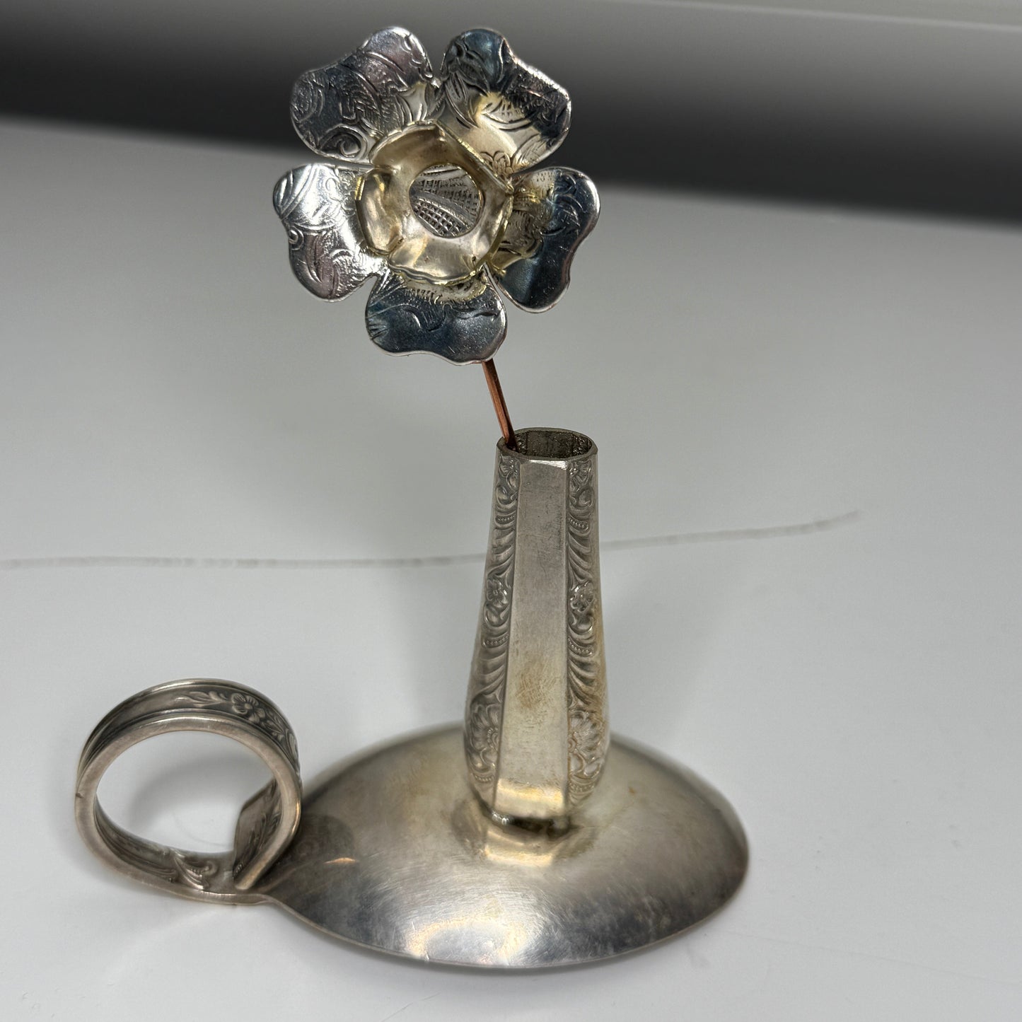 Silver Flower on copper stem