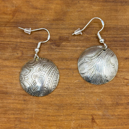 Silver Tray Earrings - Circle