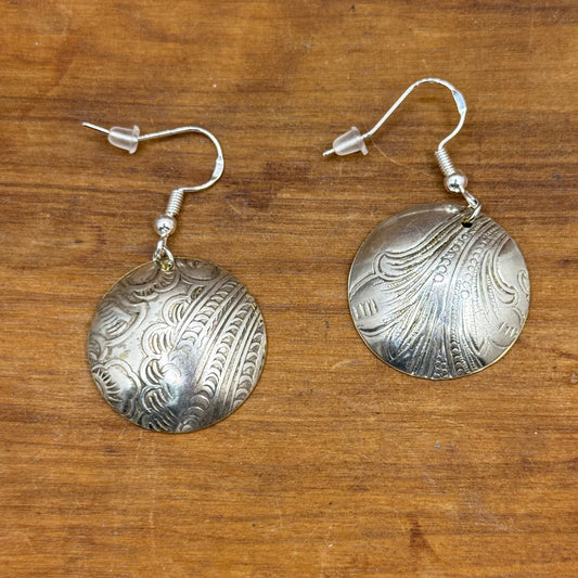 Silver Tray Earrings - Circle