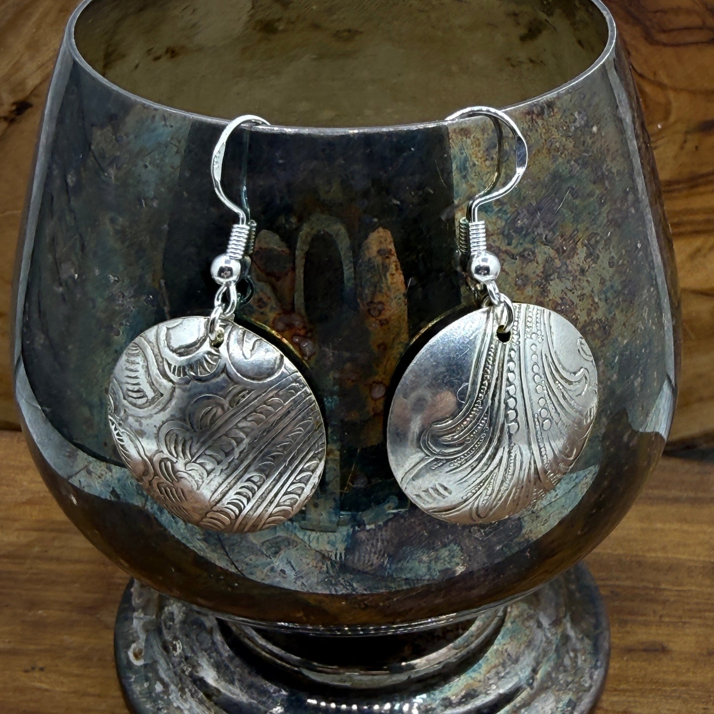 Silver Tray Earrings - Circle