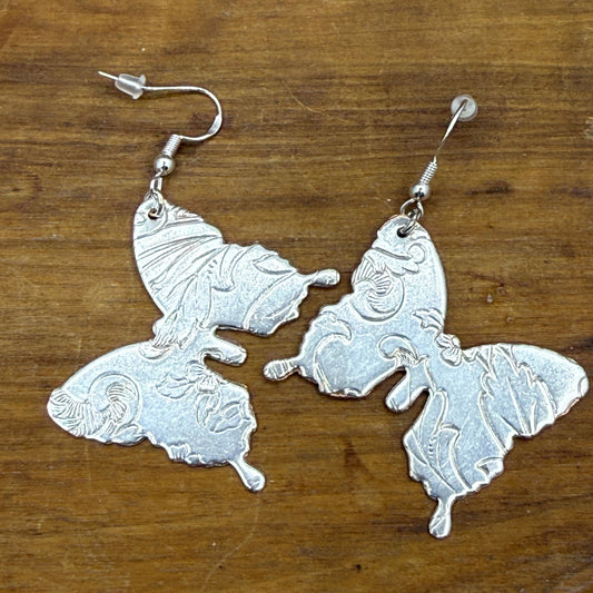 Silver Butterfly Serving Tray Earrings