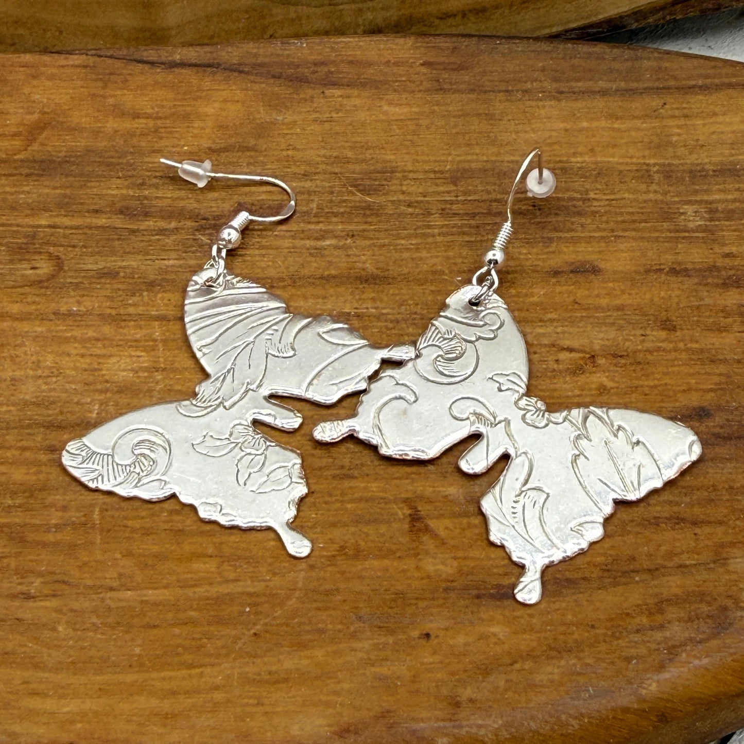 Silver Butterfly Serving Tray Earrings