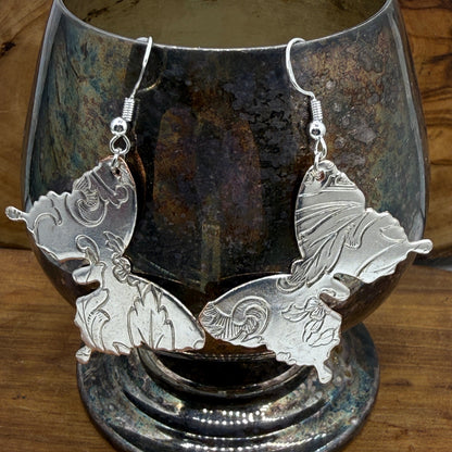 Silver Butterfly Serving Tray Earrings