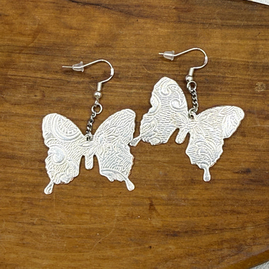 Silver Butterfly Serving Tray Earrings