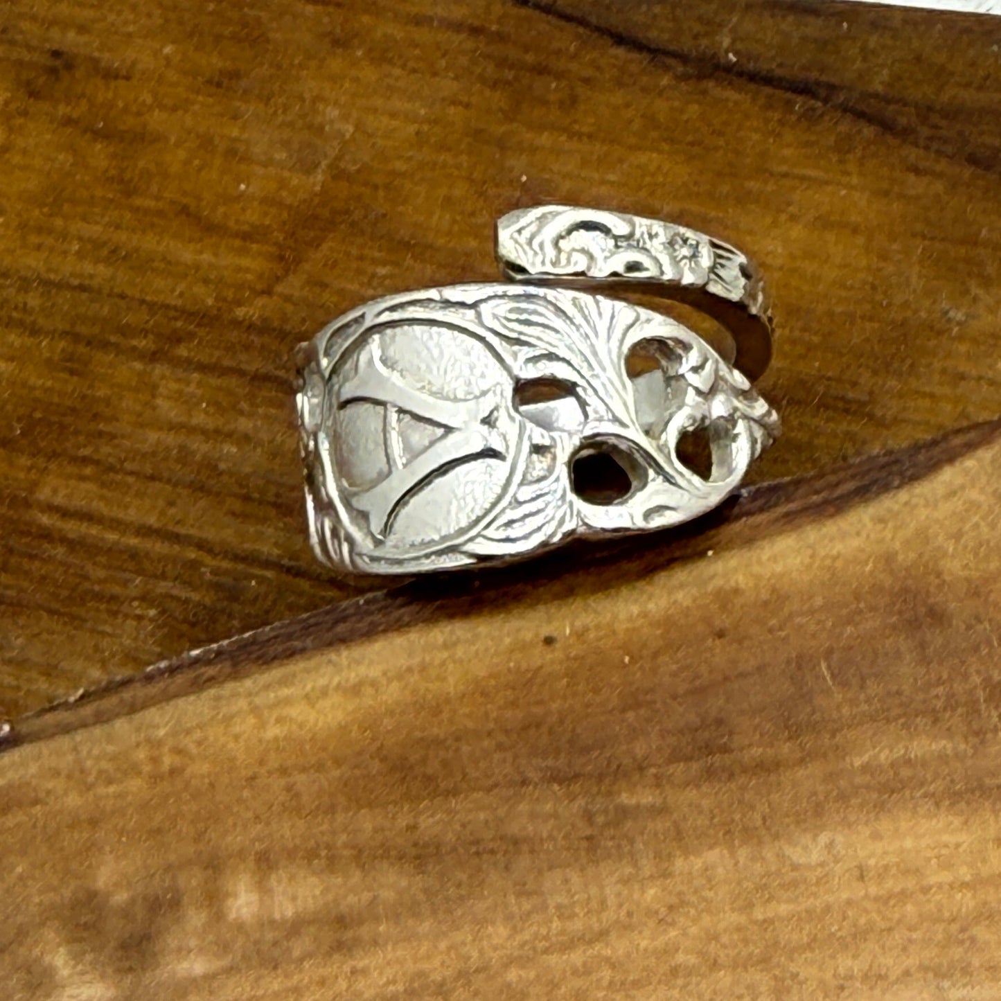 Souvenir Spoon Ring with "A" on it.