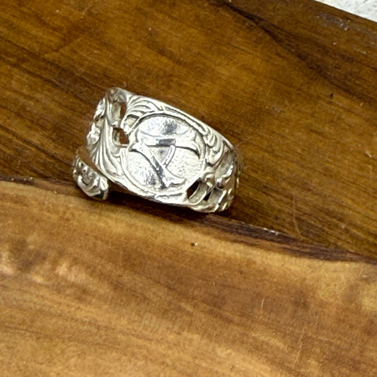 Souvenir Spoon Ring with "A" on it.