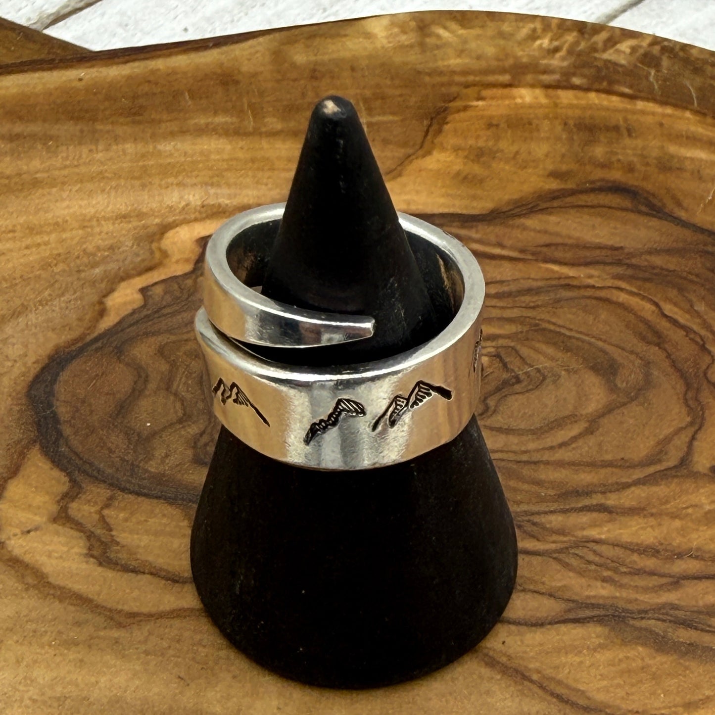 Serving Fork Tine Ring With Mountains and Trees