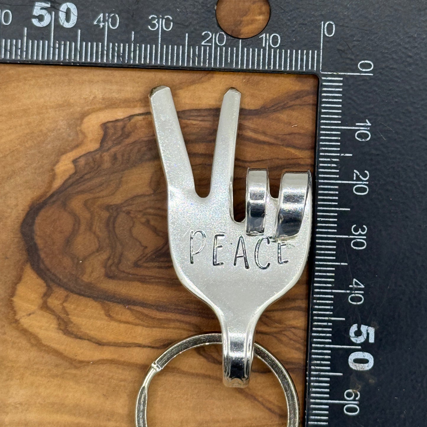 "Peace" Fork Keychain