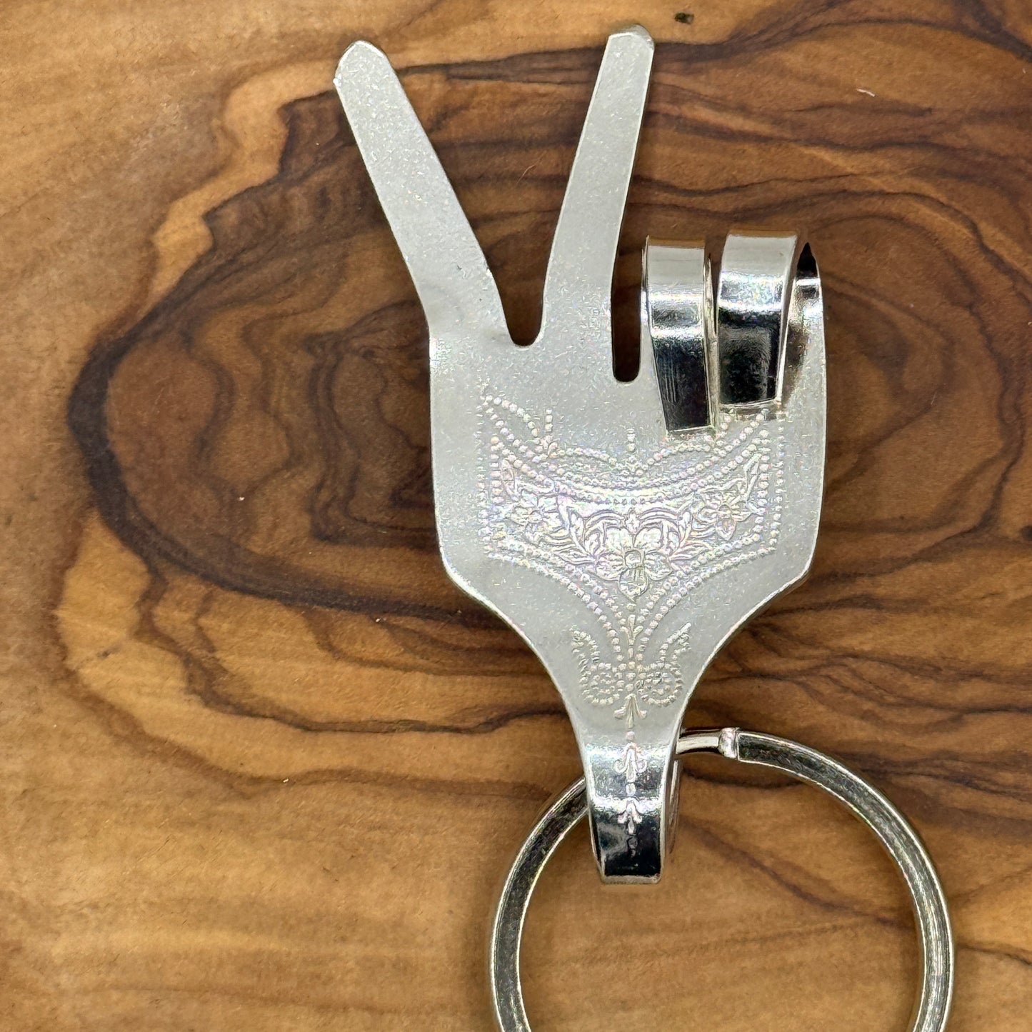 "Peace" Fork Keychain