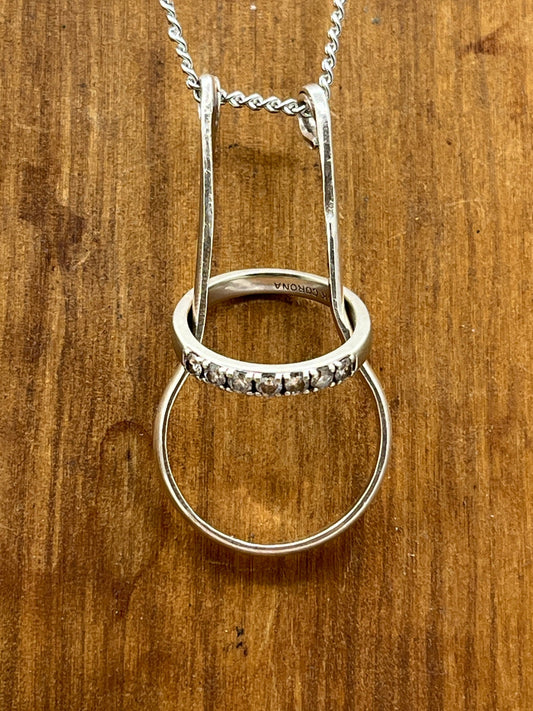 Sterling Silver Ring Keeper Ring Holder Pendant Necklace