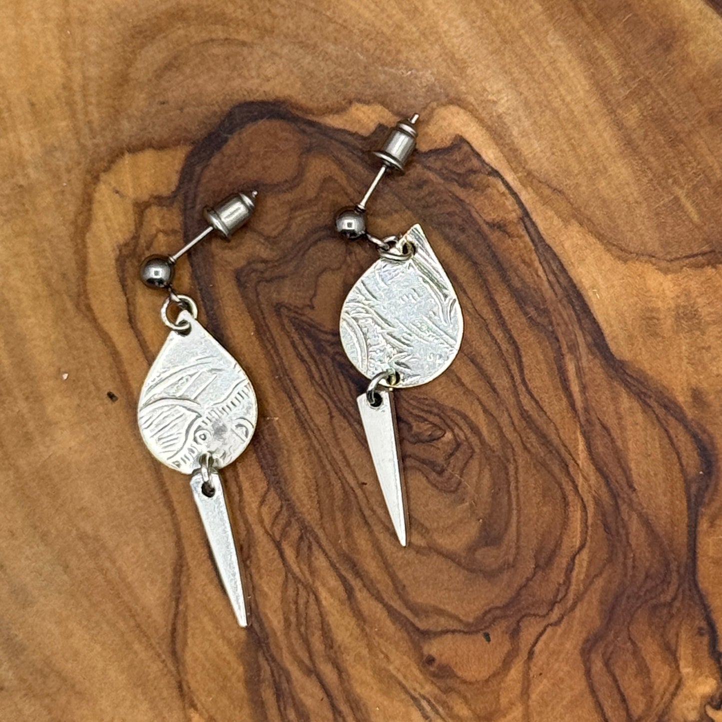 Silver Tray and Fork Tine Earrings