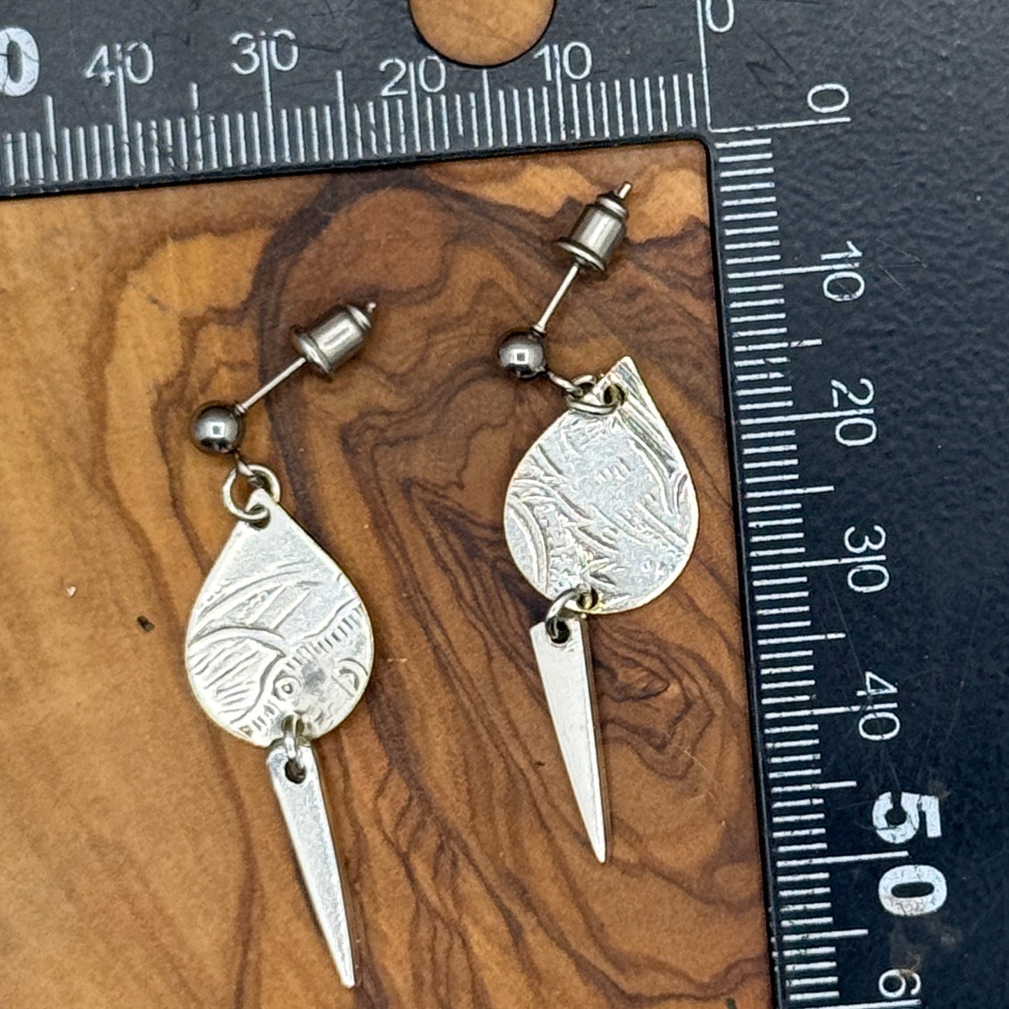Silver Tray and Fork Tine Earrings