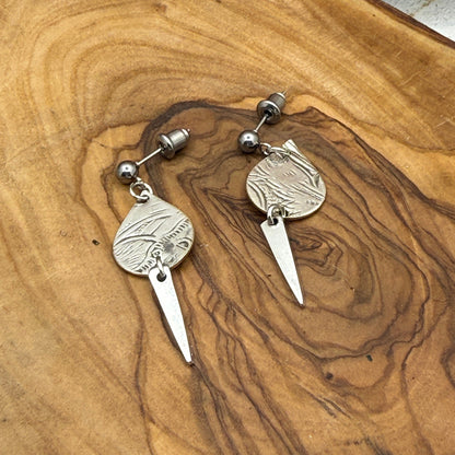 Silver Tray and Fork Tine Earrings