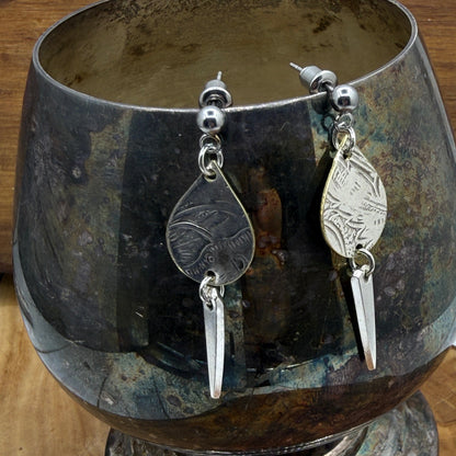Silver Tray and Fork Tine Earrings